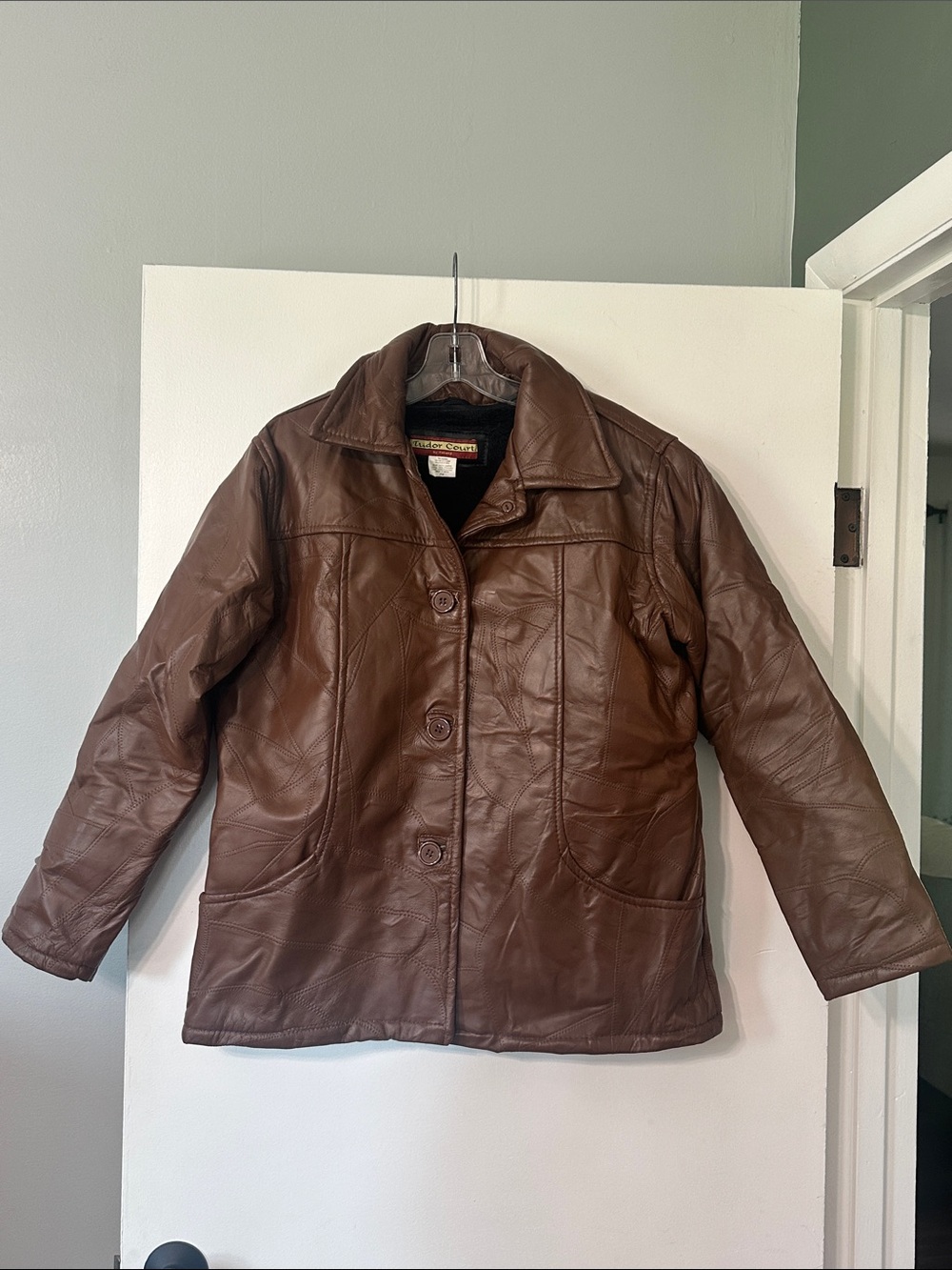 Haband Y2K PatchworkLeather Button-Front Women's petite medium jacket